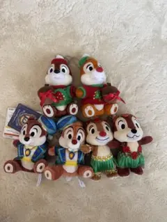チップとデール　ぬいぐるみバッジ　ディズニー　シー 15周年＆アロハ＆クリスマス