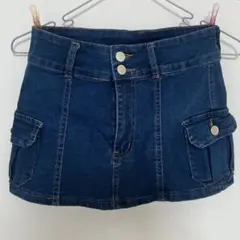 デニムミニスカート インディゴブルー XS