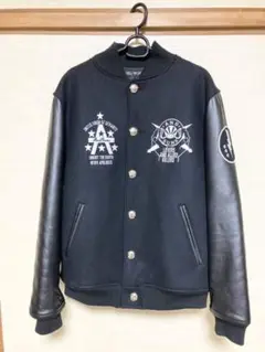 アンドサンズANDSUNS スタジャン　袖レザー　メジャーリーグ裏地　黒　L アンドサンズANDSUNS スタジャン 袖レザー メジャーリーグ裏地 黒 L