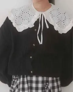 merry jenny lace collar ケーブルニットカーディガンのサムネイル
