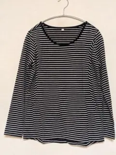 マタニティ 授乳服 ボーダー 長袖 トップス Mサイズ