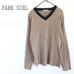 PARK GIRL 配色Vネックリブニットトップス 着回し オフィスカジュアル