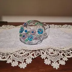 【昭和レトロ】 蓋付きガラス小物入れ ガラスポット