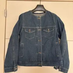 【美品】 ノーカラーデニムジャケット　Mサイズ