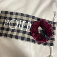 【週末限定価格】POTETE ポテテ　ベロアシュシュ　赤　巾着付き