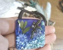 ハンドメイド ヘアゴム ティンカーベル 押し花