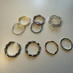リングセット 9個 ホワイト パープル シルバー ピンクゴールド