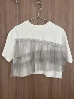 チュールレイヤード風 半袖Tシャツ ホワイトのサムネイル
