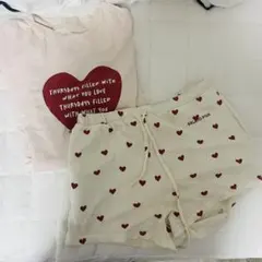 ジェラートピケ Tシャツ＆ショートパンツセット ハート