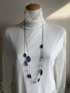 ♦️ネイビー ロングネックレス ガラスビーズ♦️