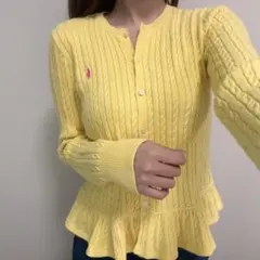 POLO Ralph Lauren　ミニケーブル　ぺプラム　カーディガン