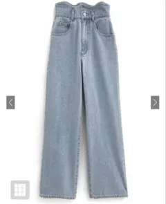 ウエストウェーブデザインデニムパンツ