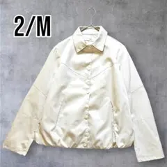 ショート丈ブルゾン アイボリー ウエストゴム レディース M相当