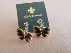 蝶 イヤリング 黒