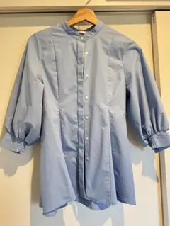 ライトブルー バルーンスリーブ シャツ C