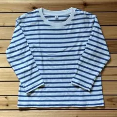【最終値下】ユニクロ ボーダークルーネックTシャツ （長袖）110cm ブルー
