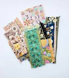 お得✨計1.5m以上　インド刺繍リボン細かいハギレ　no.52
