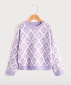 ニットセーター　ハート　アーガイル　セーター