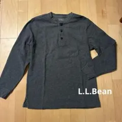 L.L.Bean グレー ヘンリーネック長袖カットソー