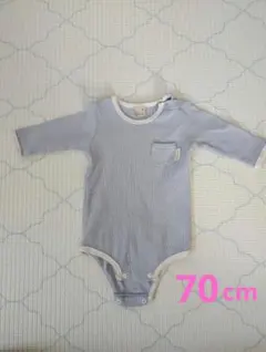 petit main ライトブルー 長袖ロンパース