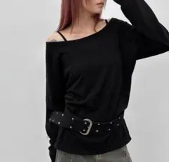 BLACKUP ポメロラグラン 長袖ニット オフショルダー