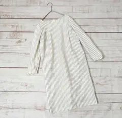 ユナイテッドアローズ　ストライプ長袖ひざ丈ワンピース