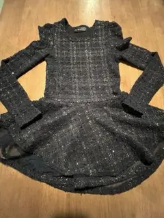 ツイードペプラムトップス、ラメ入りペプラムトップス、高見えペプラムトップス、