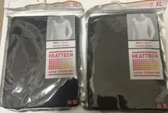 「匿名配送」ユニクロヒートテックブラックレディースUネック八分袖XL2点セット