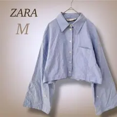 ZARA ボリューム袖 短丈 長袖シャツ オーバーサイズ コットン100% M