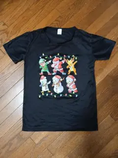 クリスマスキャラクター ブラック Tシャツ M