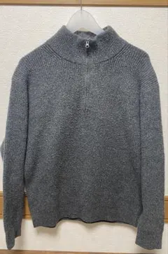 ユニクロ スフレヤーンハーフジップセーター グレー [M]のサムネイル