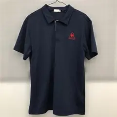 J1439 le coq sportif ネイビー ポロシャツ 赤色ロゴ L