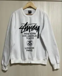 正規品 STUSSYステューシースウェットトレーナーSサイズ白　古着