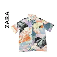 ZARA ザラ リネンブレンド カラフルシャツ MEX38
