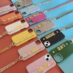 iPhone16対応♪オシャレなチェーンストラップ付♡名入れケース