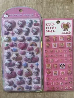 サンリオ　コットンパフィ　タイルシール　ブロックシール　日焼け　キティ　ギャル