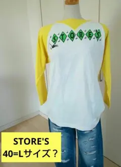 STORE'S 白×イエロー 七分袖Tシャツ