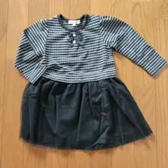 3can4on ストライプ長袖ワンピース