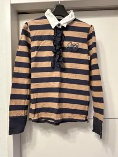 茶色とネイビーのストライプシャツ