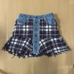 DIESEL チェック柄　デニムミニスカート