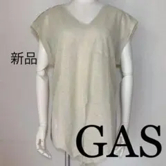 【未使用】GAS　ガス　前結びVネックTシャツ　ゴールド　Mのサムネイル