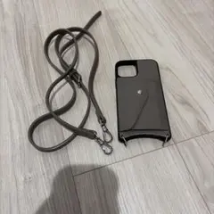 iPhone12pro ショルダーケース カードポケット付き グレー