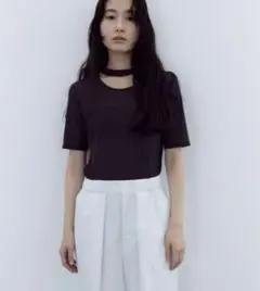 MEER. NECK SLIT SHEER TOP /CHARCOAL メーア - メルカリ