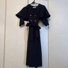 REDYAZEL ネイビー ダブルボタン トレンチワンピース