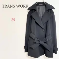 ◇トランスワーク【M】ピーコート 毛100% 日本製 きれいめ 通勤 リボン