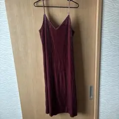UNIQLO バーガンディ ベルベット キャミワンピース L