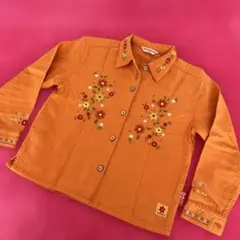 パーソンズ キッズ 綿シャツ オレンジ色 120サイズ