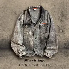 vintage 80s ブラックデニムジャケット アシッドウォッシュ 短丈