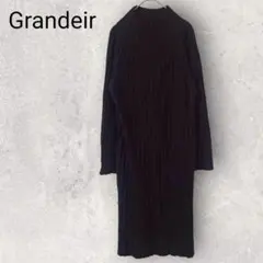 格蘭迪爾 5•7分袖 長版羅紋針織洋裝 黑色 簡約 高領