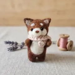 ​ハンドメイド 羊毛フェルト 犬 チョコ 一点もののサムネイル